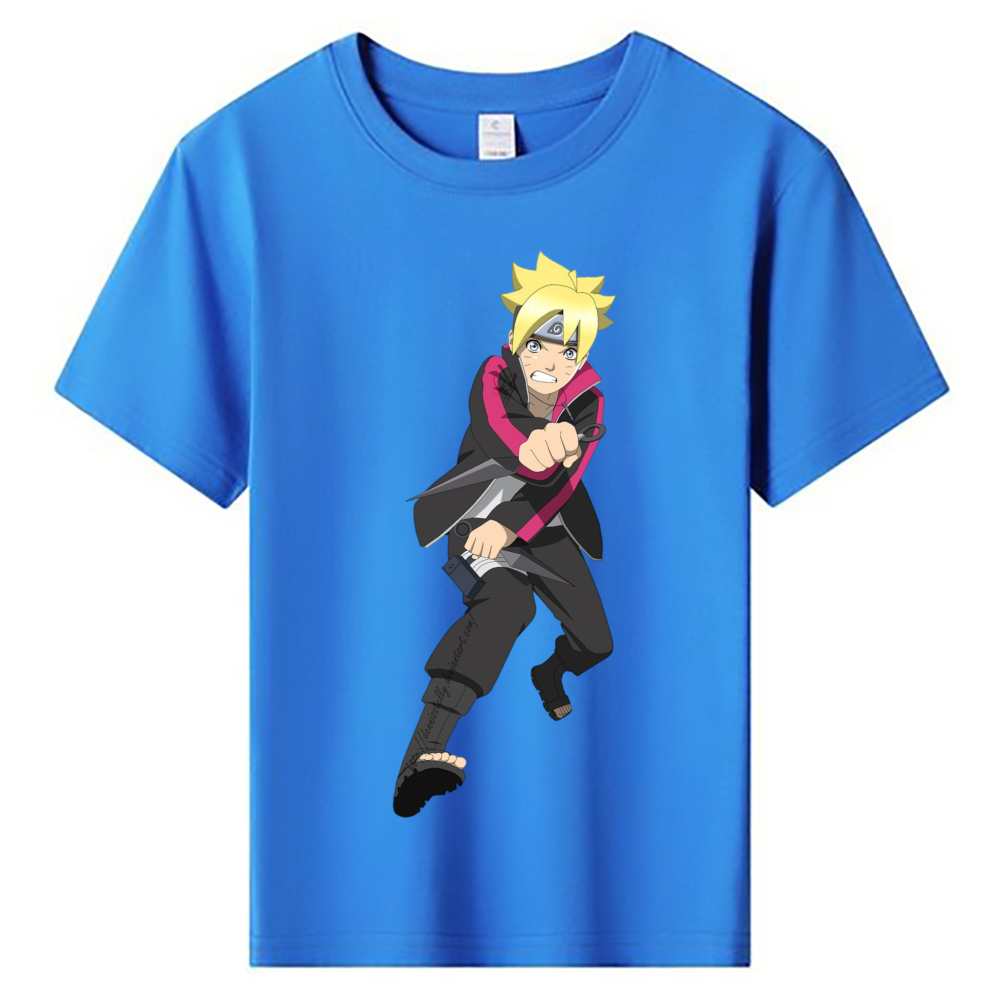 （画像用） NARUTO -ナルト- うずまき ボルト Uzumaki Boruto 綿100％キッズTシャツ（フロントプリント）